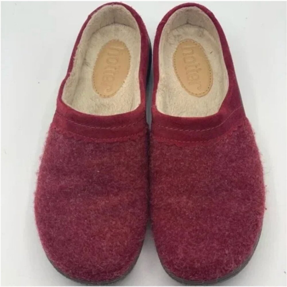 Hotter Devotion Textured Slippers In Ruby Size 5 - image 6